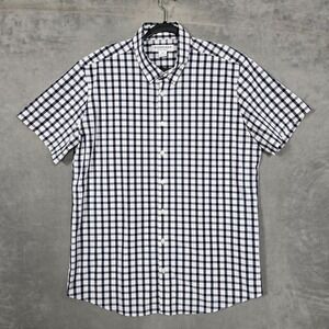 Mizzen Main Performance Shirt Men 2XL Trim Fit Button Up Blue White short sleeve